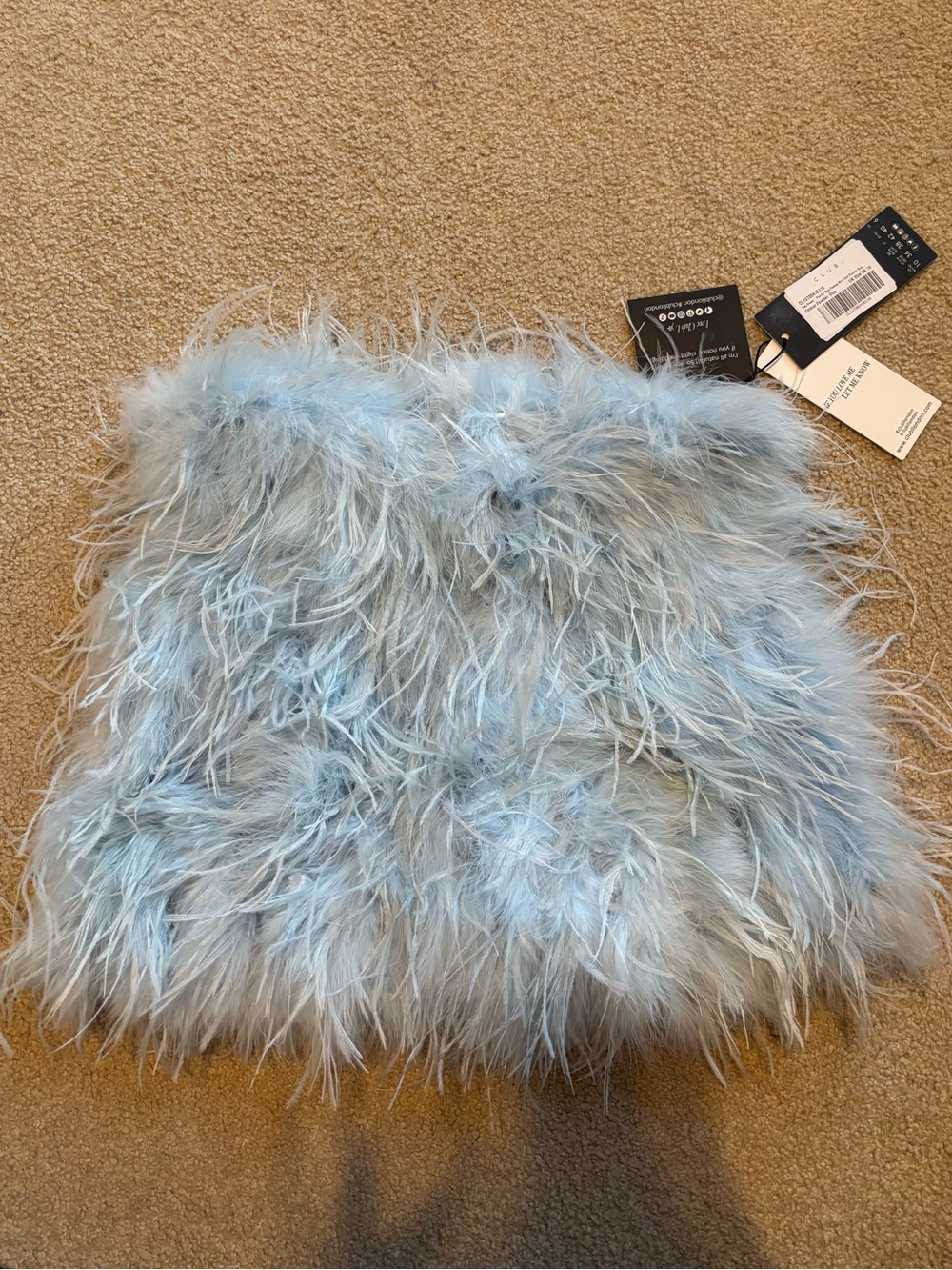 NWT Club L London Powder Blue Feather Mini Skirt